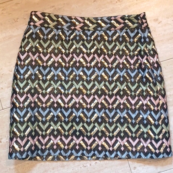 Milly Dresses & Skirts - Milly Multi-Colored Metallic Design Print Skirt